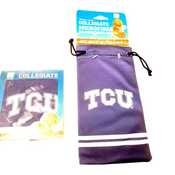 NCAA TCU Sunglass cloth and Sunglass Bag Combo Retro Horned Frogs Lot Set - Picture 2 of 3